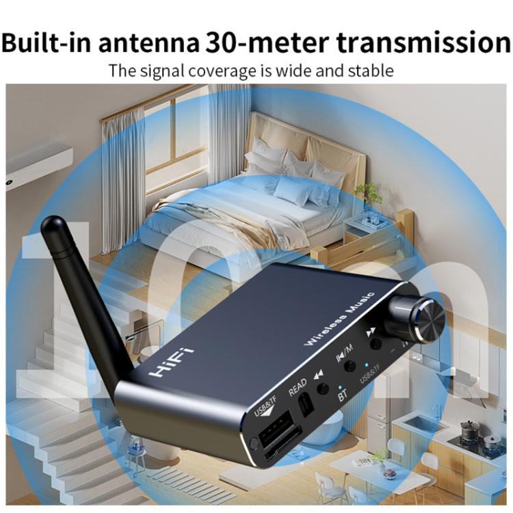 Portable Bluetooth Receiver Audio AUX Adapter Supports USB Disk, TF Card With Remote Control