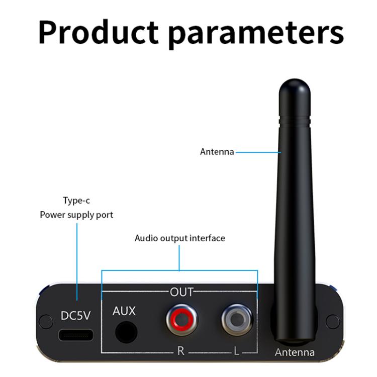 Portable Bluetooth Receiver Audio AUX Adapter Supports USB Disk, TF Card With Remote Control