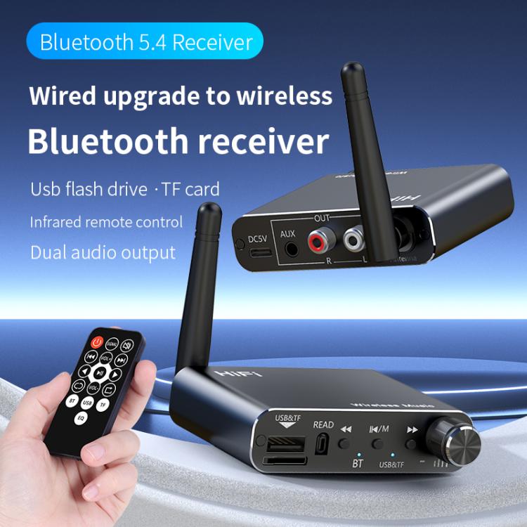 Portable Bluetooth Receiver Audio AUX Adapter Supports USB Disk, TF Card With Remote Control