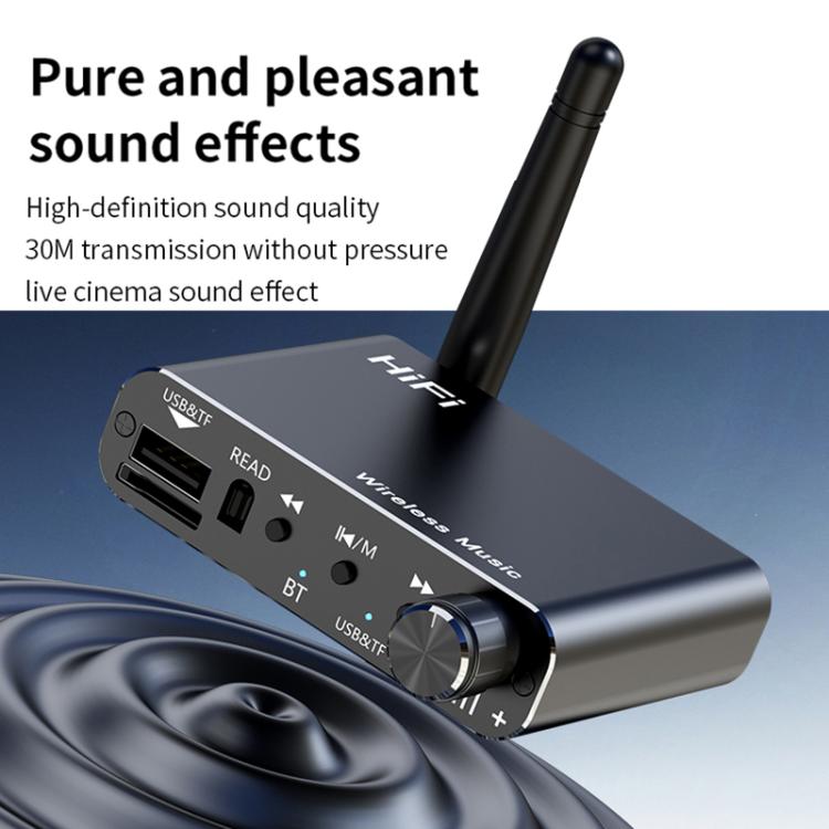 Portable Bluetooth Receiver Audio AUX Adapter Supports USB Disk, TF Card With Remote Control