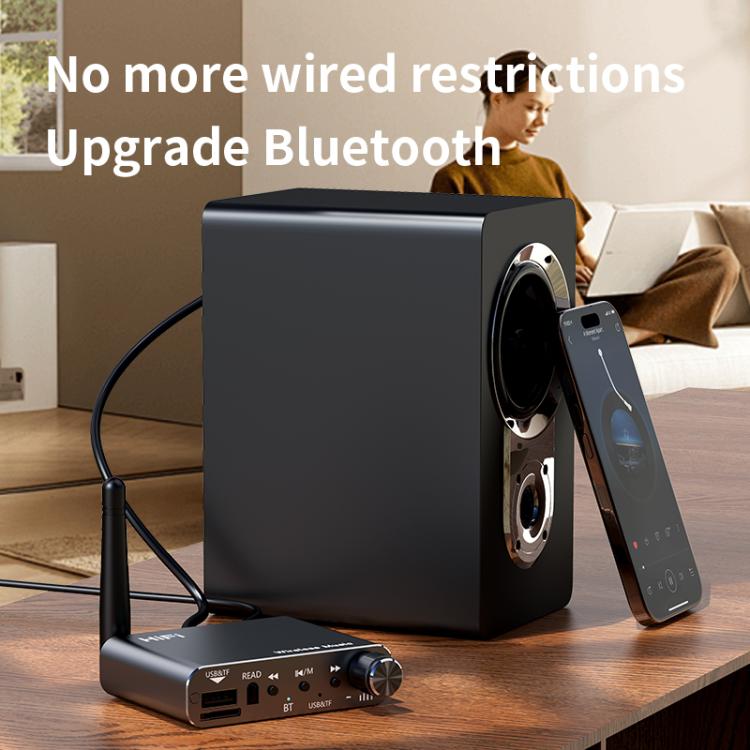 Portable Bluetooth Receiver Audio AUX Adapter Supports USB Disk, TF Card With Remote Control