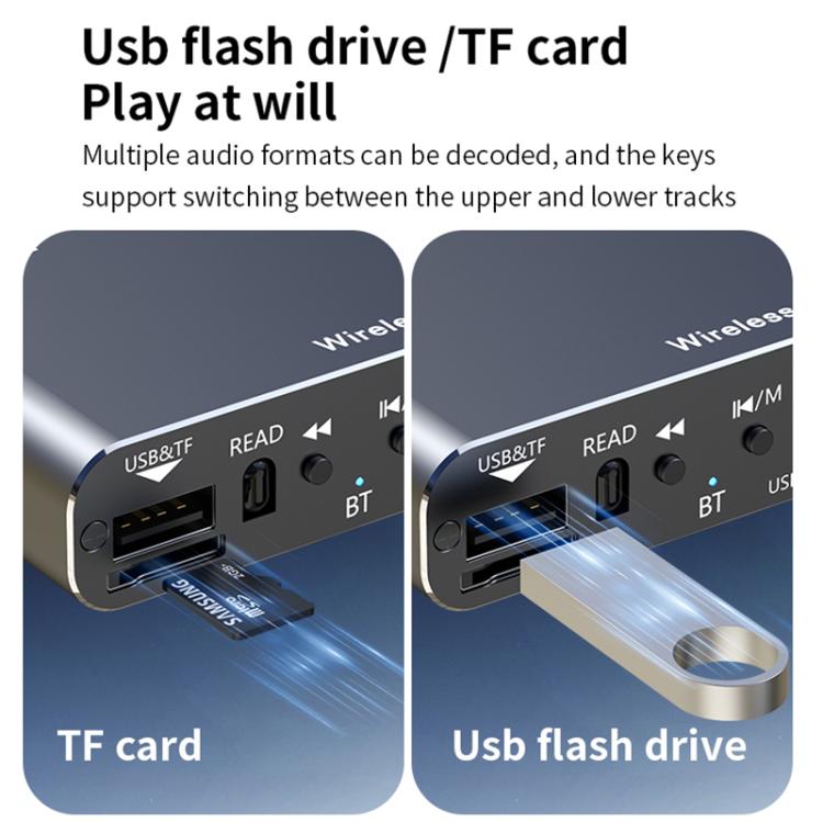 Portable Bluetooth Receiver Audio AUX Adapter Supports USB Disk, TF Card With Remote Control