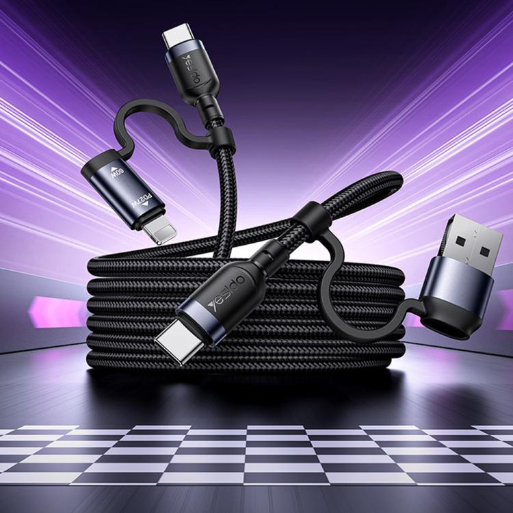 Yesido CA200 1.2m 60W USB / Type-C to Type-C / 8 Pin Fast Charging Data Cable