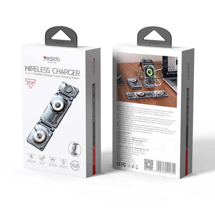 Yesido DS25 3-in-1 Foldable Magnetic Wireless Charging Station