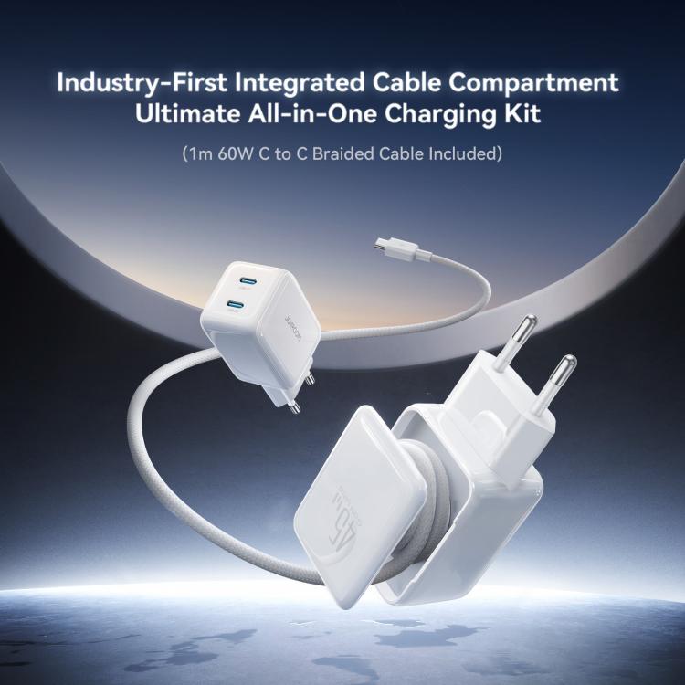 JOYROOM TCL05 45W GaN Dual USB-C / Type-C Port Mini Charger, with Cable