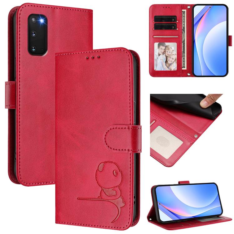 Litter Panda Embossing RFID Leather Phone Case with Lanyard, For Samsung Galaxy S25 Ultra 5G, For Samsung Galaxy S24 FE 5G, For Samsung Galaxy S24 Ultra 5G, For Samsung Galaxy S23 FE 5G, For Samsung Galaxy S23 Ultra 5G, For Samsung Galaxy S23+ 5G      ...
