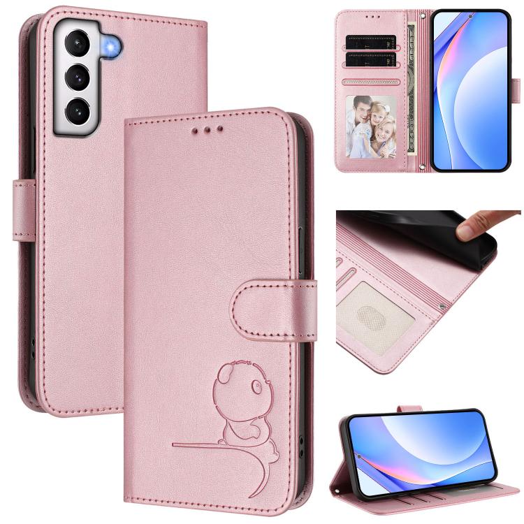 Litter Panda Embossing RFID Leather Phone Case with Lanyard, For Samsung Galaxy S22 Ultra 5G, For Samsung Galaxy S22+ 5G, For Samsung Galaxy S22 5G, For Samsung Galaxy S21 FE 5G, For Samsung Galaxy S21 5G, For Samsung Galaxy S21+ 5G                    ...