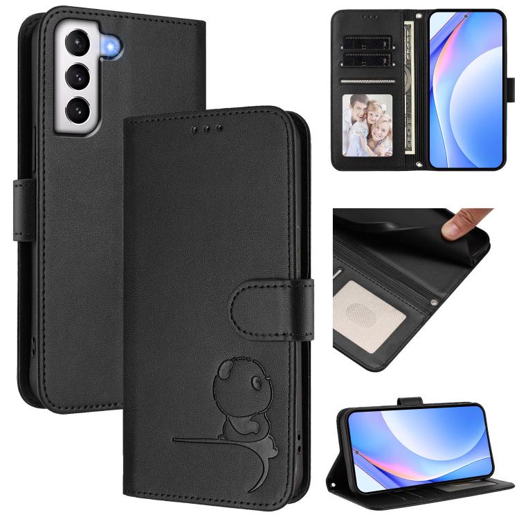 Litter Panda Embossing RFID Leather Phone Case with Lanyard, For Samsung Galaxy S22 Ultra 5G, For Samsung Galaxy S22+ 5G, For Samsung Galaxy S22 5G, For Samsung Galaxy S21 FE 5G, For Samsung Galaxy S21 5G, For Samsung Galaxy S21+ 5G                    ...