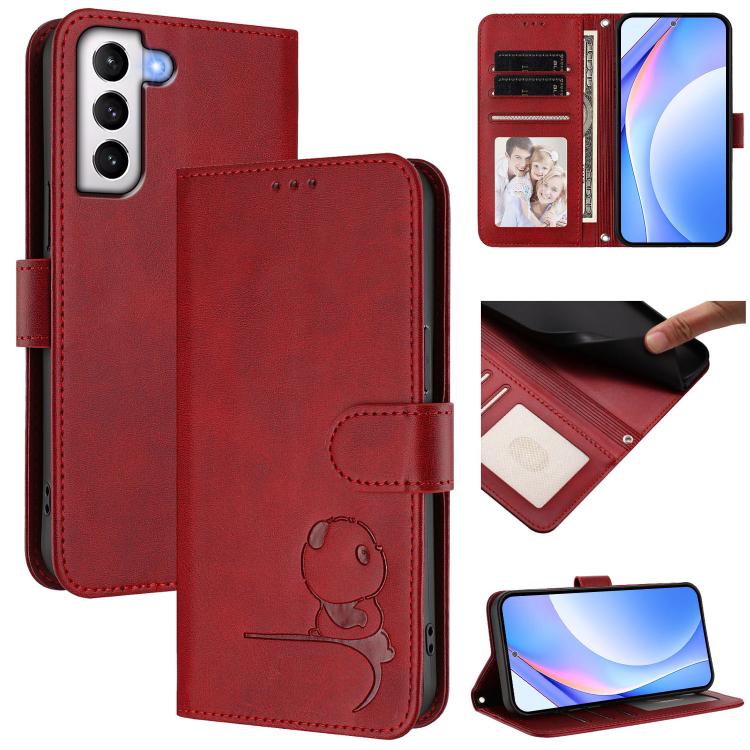 Litter Panda Embossing RFID Leather Phone Case with Lanyard, For Samsung Galaxy S22 Ultra 5G, For Samsung Galaxy S22+ 5G, For Samsung Galaxy S22 5G, For Samsung Galaxy S21 FE 5G, For Samsung Galaxy S21 5G, For Samsung Galaxy S21+ 5G                    ...