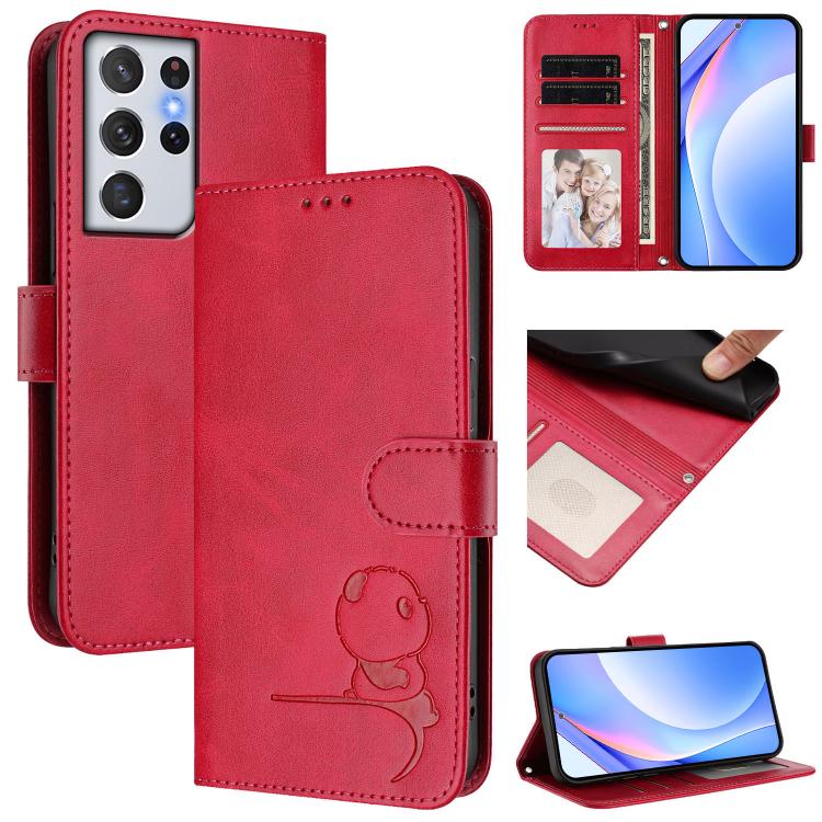 Litter Panda Embossing RFID Leather Phone Case with Lanyard, For Samsung Galaxy S22 Ultra 5G, For Samsung Galaxy S22+ 5G, For Samsung Galaxy S22 5G, For Samsung Galaxy S21 FE 5G, For Samsung Galaxy S21 5G, For Samsung Galaxy S21+ 5G                    ...