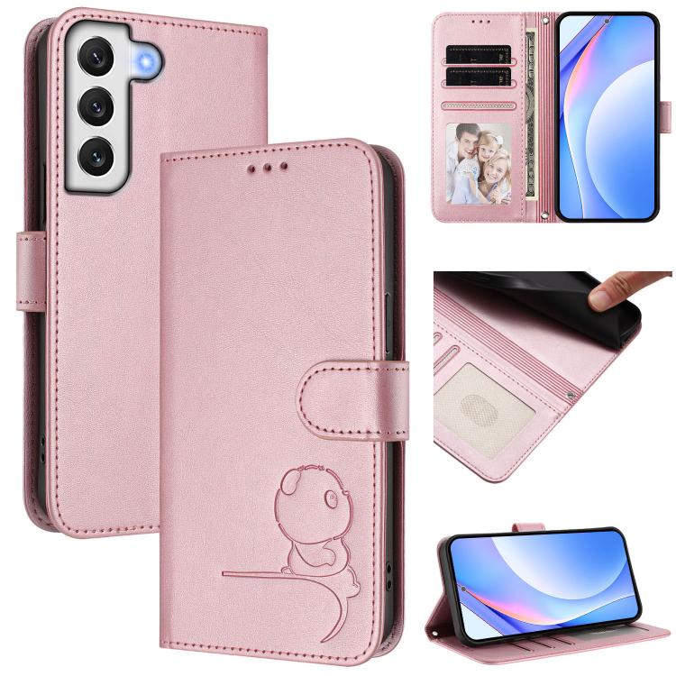 Litter Panda Embossing RFID Leather Phone Case with Lanyard, For Samsung Galaxy S22 Ultra 5G, For Samsung Galaxy S22+ 5G, For Samsung Galaxy S22 5G, For Samsung Galaxy S21 FE 5G, For Samsung Galaxy S21 5G, For Samsung Galaxy S21+ 5G                    ...