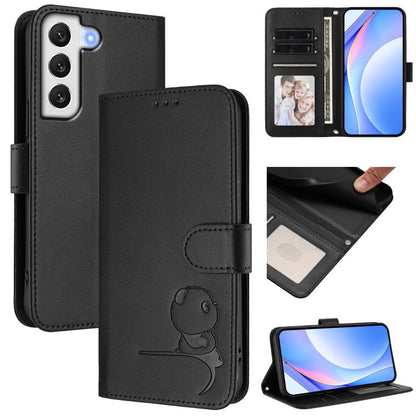 Litter Panda Embossing RFID Leather Phone Case with Lanyard, For Samsung Galaxy S22 Ultra 5G, For Samsung Galaxy S22+ 5G, For Samsung Galaxy S22 5G, For Samsung Galaxy S21 FE 5G, For Samsung Galaxy S21 5G, For Samsung Galaxy S21+ 5G                    ...