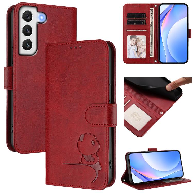 Litter Panda Embossing RFID Leather Phone Case with Lanyard, For Samsung Galaxy S22 Ultra 5G, For Samsung Galaxy S22+ 5G, For Samsung Galaxy S22 5G, For Samsung Galaxy S21 FE 5G, For Samsung Galaxy S21 5G, For Samsung Galaxy S21+ 5G                    ...
