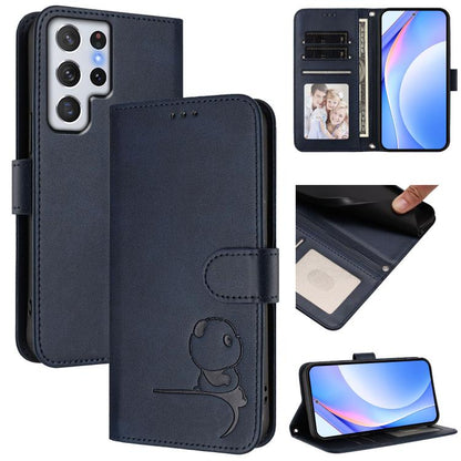 Litter Panda Embossing RFID Leather Phone Case with Lanyard, For Samsung Galaxy S22 Ultra 5G, For Samsung Galaxy S22+ 5G, For Samsung Galaxy S22 5G, For Samsung Galaxy S21 FE 5G, For Samsung Galaxy S21 5G, For Samsung Galaxy S21+ 5G                    ...