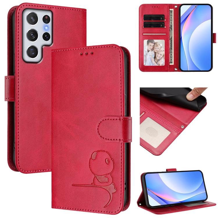 Litter Panda Embossing RFID Leather Phone Case with Lanyard, For Samsung Galaxy S22 Ultra 5G, For Samsung Galaxy S22+ 5G, For Samsung Galaxy S22 5G, For Samsung Galaxy S21 FE 5G, For Samsung Galaxy S21 5G, For Samsung Galaxy S21+ 5G                    ...