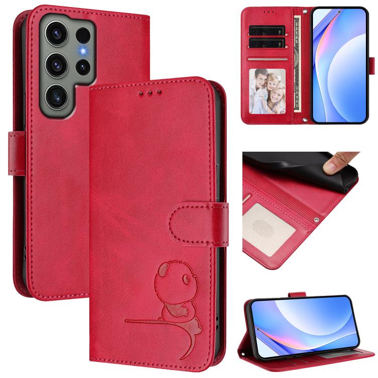 Litter Panda Embossing RFID Leather Phone Case with Lanyard, For Samsung Galaxy S25 Ultra 5G, For Samsung Galaxy S24 FE 5G, For Samsung Galaxy S24 Ultra 5G, For Samsung Galaxy S23 FE 5G, For Samsung Galaxy S23 Ultra 5G, For Samsung Galaxy S23+ 5G      ...