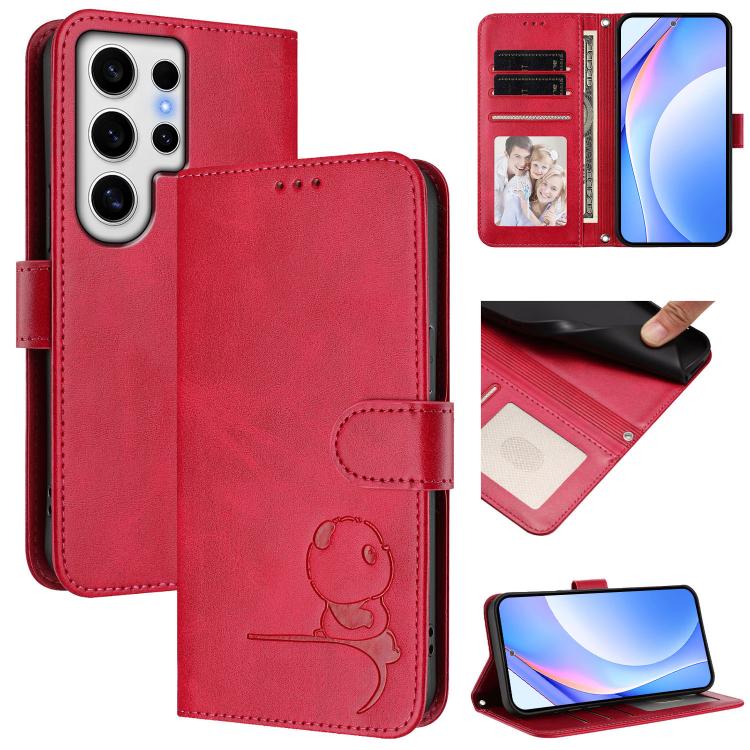 Litter Panda Embossing RFID Leather Phone Case with Lanyard, For Samsung Galaxy S25 Ultra 5G, For Samsung Galaxy S24 FE 5G, For Samsung Galaxy S24 Ultra 5G, For Samsung Galaxy S23 FE 5G, For Samsung Galaxy S23 Ultra 5G, For Samsung Galaxy S23+ 5G      ...