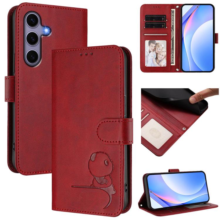 Litter Panda Embossing RFID Leather Phone Case with Lanyard, For Galaxy S26 FE 5G, For Samsung Galaxy S26+ 5G, For Samsung Galaxy S26 Edge 5G, For Samsung Galaxy S26 Ultra 5G, For Samsung Galaxy S26 5G, For Samsung Galaxy S25 Edge 5G                   ...