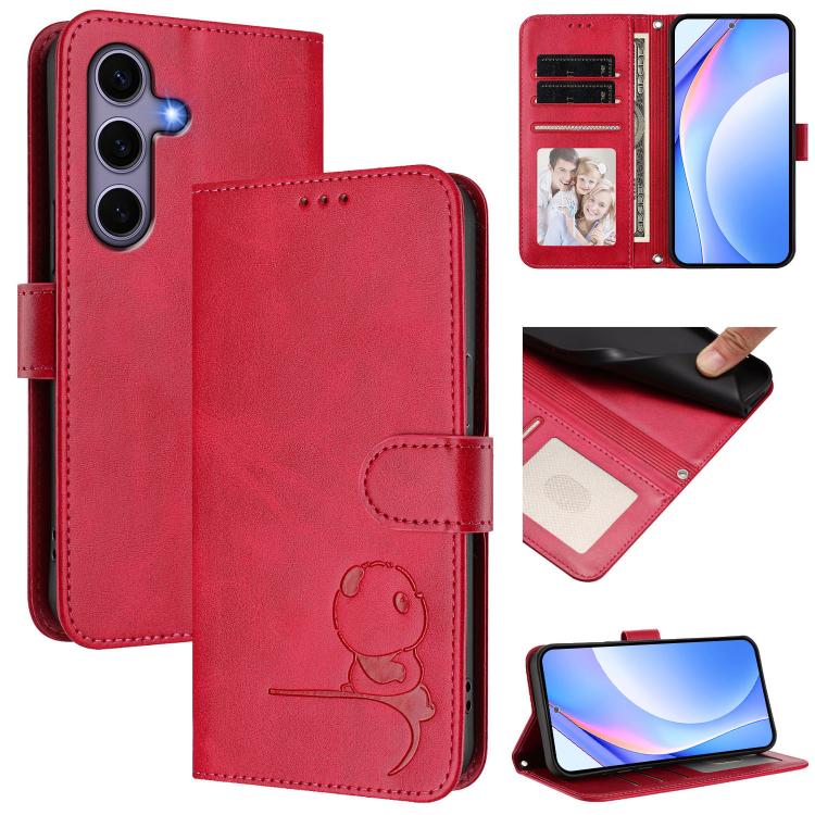 Litter Panda Embossing RFID Leather Phone Case with Lanyard, For Galaxy S26 FE 5G, For Samsung Galaxy S26+ 5G, For Samsung Galaxy S26 Edge 5G, For Samsung Galaxy S26 Ultra 5G, For Samsung Galaxy S26 5G, For Samsung Galaxy S25 Edge 5G                   ...