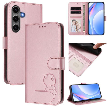 Litter Panda Embossing RFID Leather Phone Case with Lanyard, For Galaxy S26 FE 5G, For Samsung Galaxy S26+ 5G, For Samsung Galaxy S26 Edge 5G, For Samsung Galaxy S26 Ultra 5G, For Samsung Galaxy S26 5G, For Samsung Galaxy S25 Edge 5G                   ...