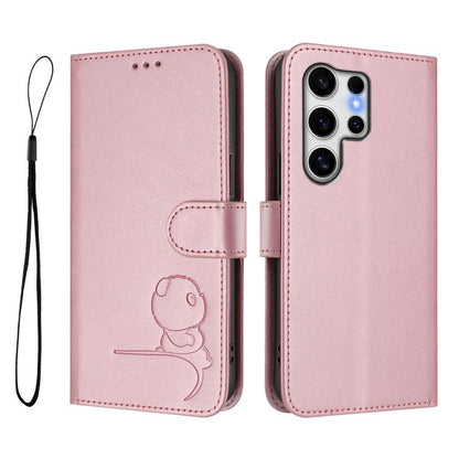 Litter Panda Embossing RFID Leather Phone Case with Lanyard, For Samsung Galaxy S25 Ultra 5G, For Samsung Galaxy S24 FE 5G, For Samsung Galaxy S24 Ultra 5G, For Samsung Galaxy S23 FE 5G, For Samsung Galaxy S23 Ultra 5G, For Samsung Galaxy S23+ 5G      ...