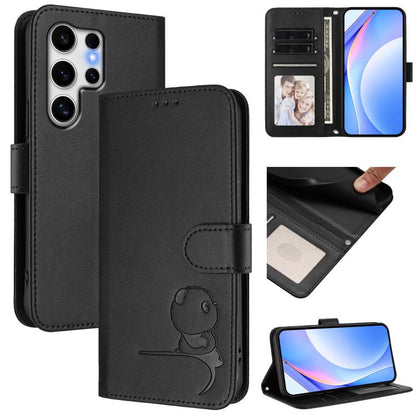 Litter Panda Embossing RFID Leather Phone Case with Lanyard, For Samsung Galaxy S25 Ultra 5G, For Samsung Galaxy S24 FE 5G, For Samsung Galaxy S24 Ultra 5G, For Samsung Galaxy S23 FE 5G, For Samsung Galaxy S23 Ultra 5G, For Samsung Galaxy S23+ 5G      ...