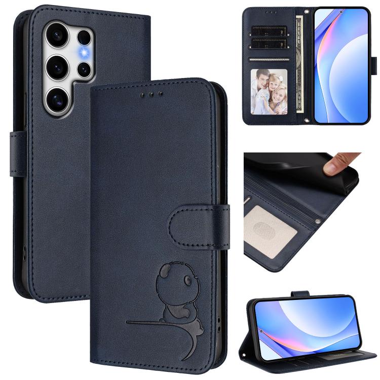 Litter Panda Embossing RFID Leather Phone Case with Lanyard, For Samsung Galaxy S26+ 5G, For Samsung Galaxy S26 Edge 5G, For Samsung Galaxy S26 Ultra 5G, For Samsung Galaxy S26 5G, For Samsung Galaxy S25 Edge 5G, For Samsung Galaxy S25 / S24 5G        ...