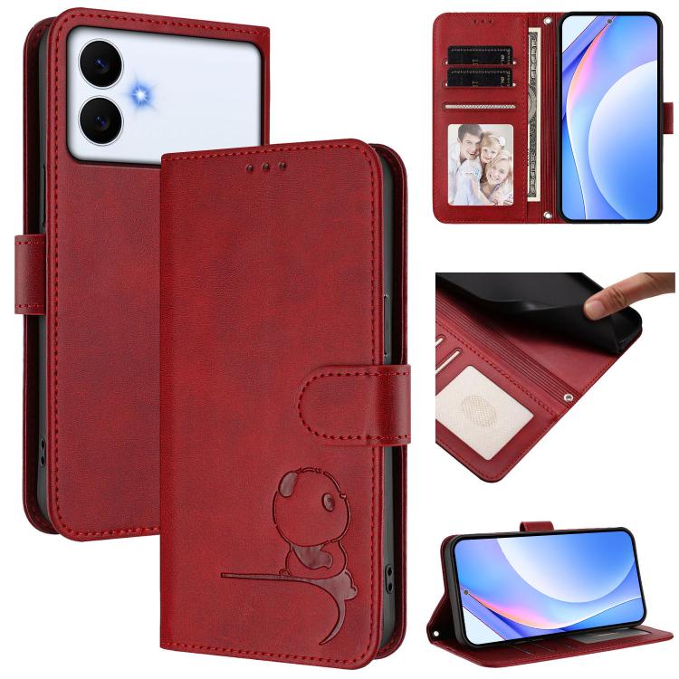 Litter Panda Embossing RFID Leather Phone Case with Lanyard, For Galaxy S26 FE 5G, For Samsung Galaxy S26+ 5G, For Samsung Galaxy S26 Edge 5G, For Samsung Galaxy S26 Ultra 5G, For Samsung Galaxy S26 5G, For Samsung Galaxy S25 Edge 5G                   ...