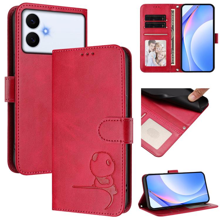 Litter Panda Embossing RFID Leather Phone Case with Lanyard, For Galaxy S26 FE 5G, For Samsung Galaxy S26+ 5G, For Samsung Galaxy S26 Edge 5G, For Samsung Galaxy S26 Ultra 5G, For Samsung Galaxy S26 5G, For Samsung Galaxy S25 Edge 5G                   ...