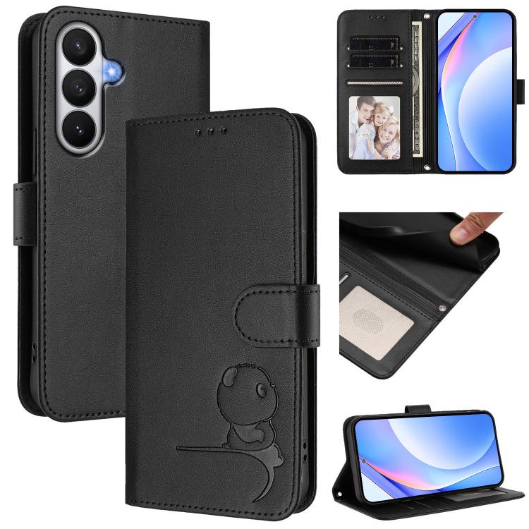 Litter Panda Embossing RFID Leather Phone Case with Lanyard, For Galaxy S26 FE 5G, For Samsung Galaxy S26+ 5G, For Samsung Galaxy S26 Edge 5G, For Samsung Galaxy S26 Ultra 5G, For Samsung Galaxy S26 5G, For Samsung Galaxy S25 Edge 5G                   ...