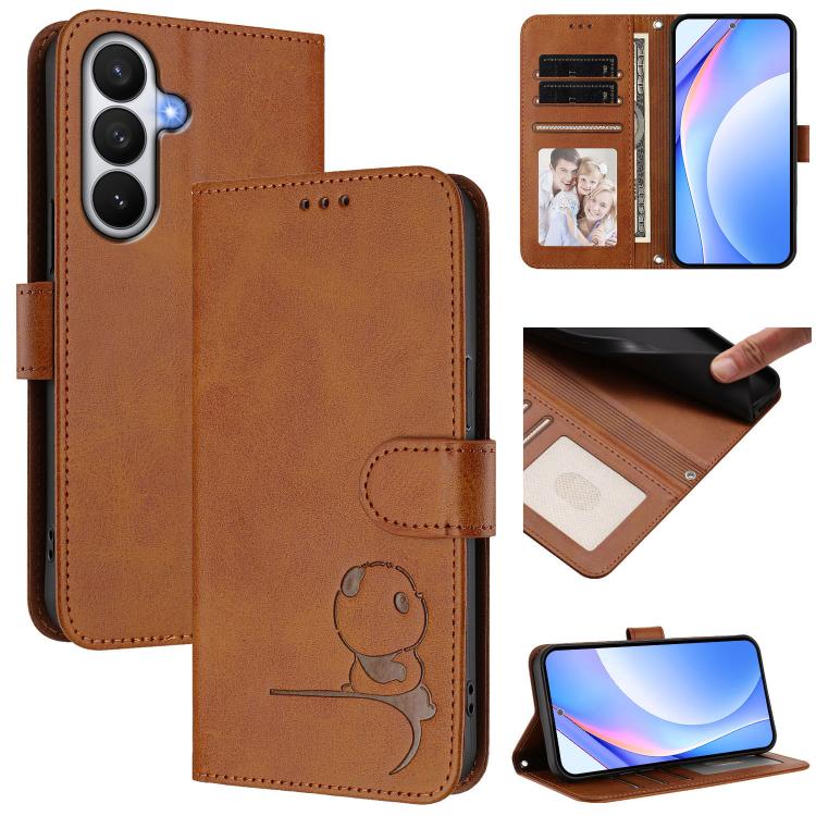 Litter Panda Embossing RFID Leather Phone Case with Lanyard, For Galaxy S26 FE 5G, For Samsung Galaxy S26+ 5G, For Samsung Galaxy S26 Edge 5G, For Samsung Galaxy S26 Ultra 5G, For Samsung Galaxy S26 5G, For Samsung Galaxy S25 Edge 5G                   ...