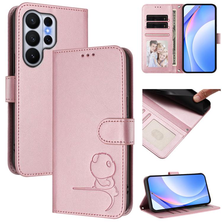 Litter Panda Embossing RFID Leather Phone Case with Lanyard, For Samsung Galaxy S26+ 5G, For Samsung Galaxy S26 Edge 5G, For Samsung Galaxy S26 Ultra 5G, For Samsung Galaxy S26 5G, For Samsung Galaxy S25 Edge 5G, For Samsung Galaxy S25 / S24 5G        ...