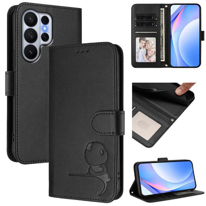 Litter Panda Embossing RFID Leather Phone Case with Lanyard, For Galaxy S26 FE 5G, For Samsung Galaxy S26+ 5G, For Samsung Galaxy S26 Edge 5G, For Samsung Galaxy S26 Ultra 5G, For Samsung Galaxy S26 5G, For Samsung Galaxy S25 Edge 5G                   ...