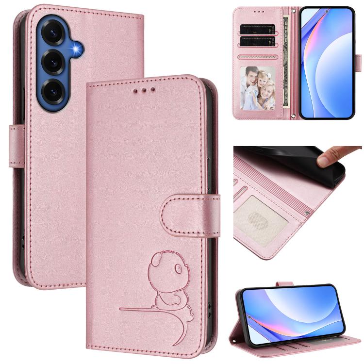 Litter Panda Embossing RFID Leather Phone Case with Lanyard, For Galaxy S26 FE 5G, For Samsung Galaxy S26+ 5G, For Samsung Galaxy S26 Edge 5G, For Samsung Galaxy S26 Ultra 5G, For Samsung Galaxy S26 5G, For Samsung Galaxy S25 Edge 5G                   ...