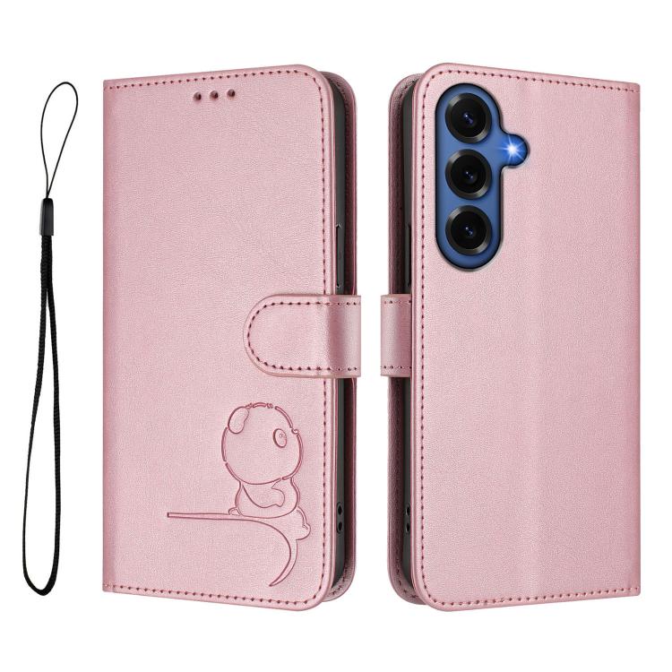 Litter Panda Embossing RFID Leather Phone Case with Lanyard, For Samsung Galaxy S26+ 5G, For Samsung Galaxy S26 Edge 5G, For Samsung Galaxy S26 Ultra 5G, For Samsung Galaxy S26 5G, For Samsung Galaxy S25 Edge 5G, For Samsung Galaxy S25 / S24 5G        ...