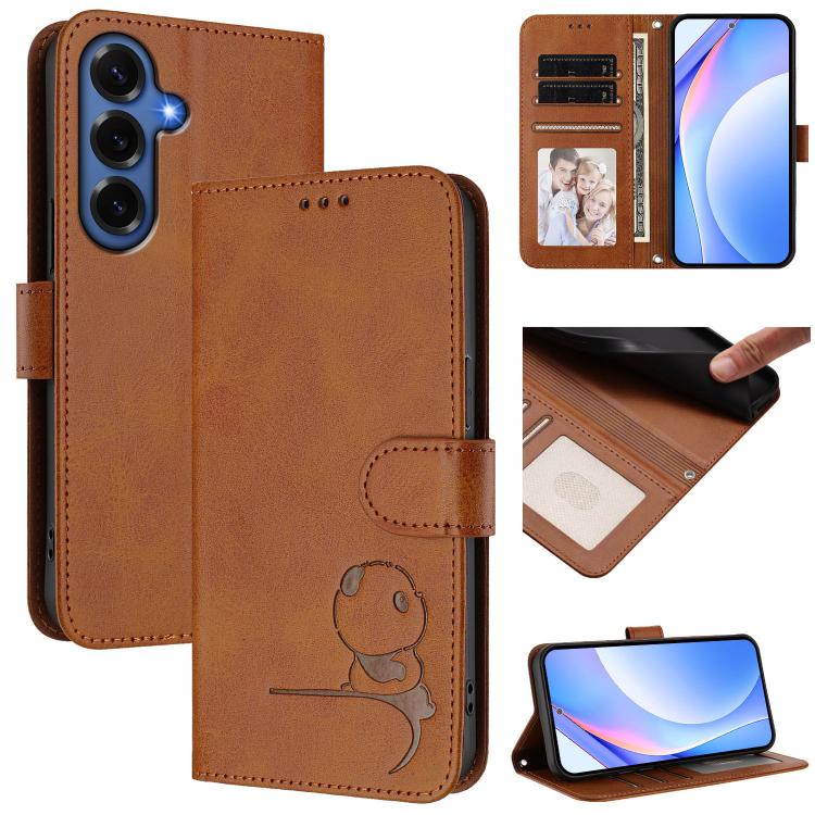 Litter Panda Embossing RFID Leather Phone Case with Lanyard, For Galaxy S26 FE 5G, For Samsung Galaxy S26+ 5G, For Samsung Galaxy S26 Edge 5G, For Samsung Galaxy S26 Ultra 5G, For Samsung Galaxy S26 5G, For Samsung Galaxy S25 Edge 5G                   ...