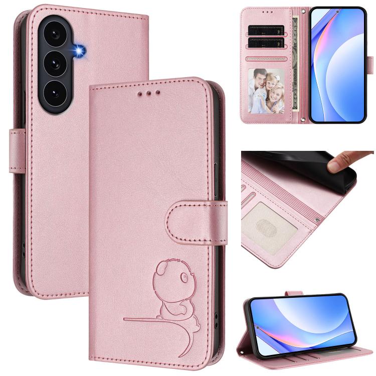 Litter Panda Embossing RFID Leather Phone Case with Lanyard, For Galaxy S26 FE 5G, For Samsung Galaxy S26+ 5G, For Samsung Galaxy S26 Edge 5G, For Samsung Galaxy S26 Ultra 5G, For Samsung Galaxy S26 5G, For Samsung Galaxy S25 Edge 5G                   ...