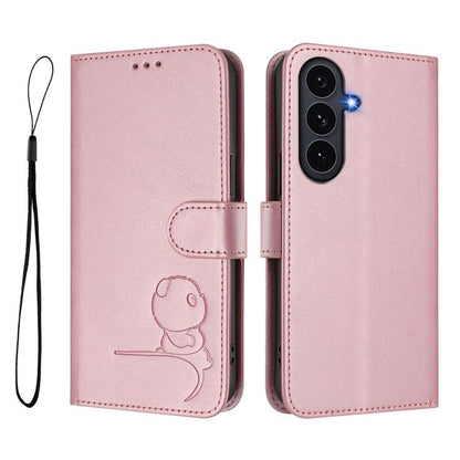 Litter Panda Embossing RFID Leather Phone Case with Lanyard, For Galaxy S26 FE 5G, For Samsung Galaxy S26+ 5G, For Samsung Galaxy S26 Edge 5G, For Samsung Galaxy S26 Ultra 5G, For Samsung Galaxy S26 5G, For Samsung Galaxy S25 Edge 5G                   ...