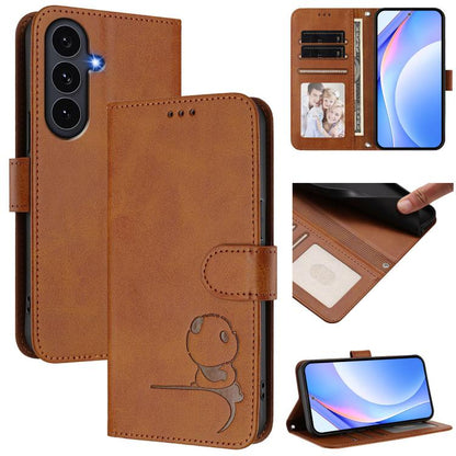 Litter Panda Embossing RFID Leather Phone Case with Lanyard, For Galaxy S26 FE 5G, For Samsung Galaxy S26+ 5G, For Samsung Galaxy S26 Edge 5G, For Samsung Galaxy S26 Ultra 5G, For Samsung Galaxy S26 5G, For Samsung Galaxy S25 Edge 5G                   ...