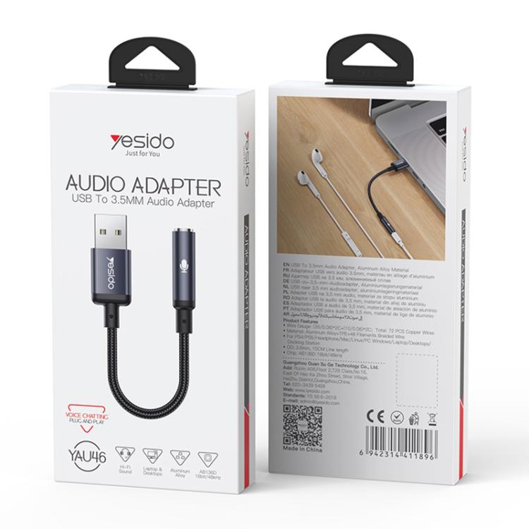 Yesido YAU46 USB to 3.5mm Aluminum Alloy Audio Adapter