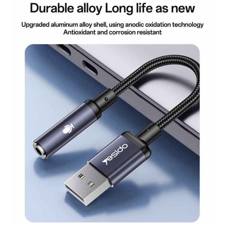 Yesido YAU46 USB to 3.5mm Aluminum Alloy Audio Adapter