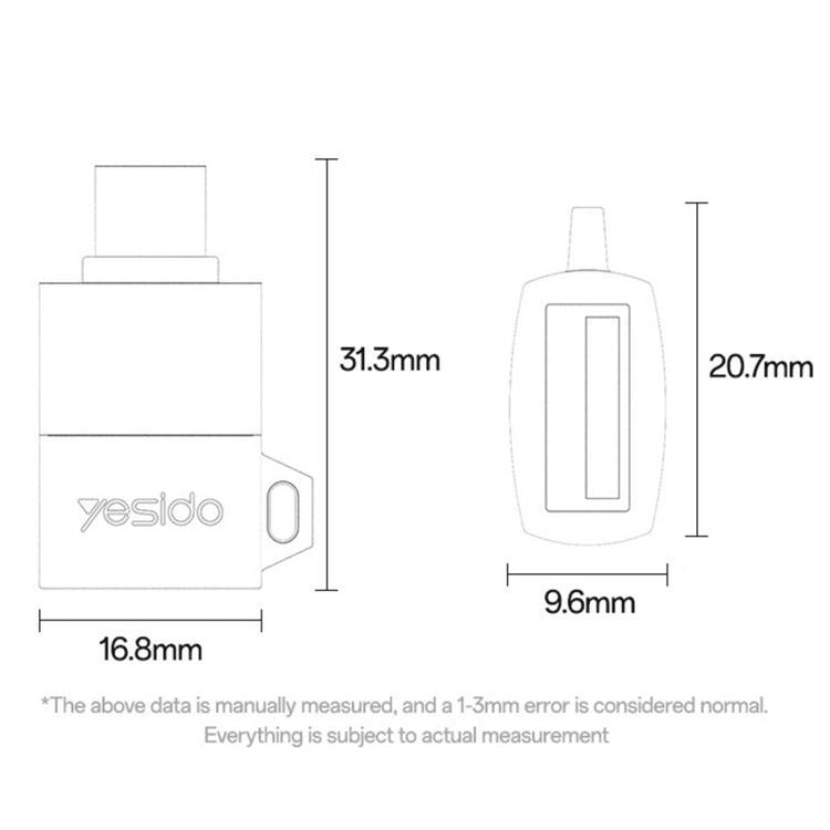 Yesido GS31 USB 3.0 Female to Type-C Male 18W Charging Adapter