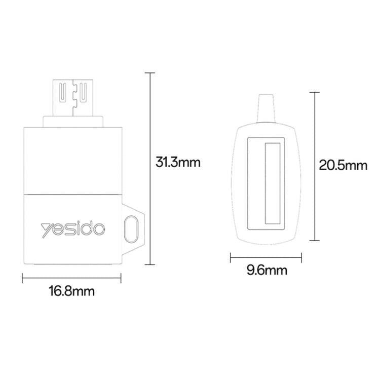 Yesido GS33 USB 2.0 Female to Micro USB Male 480Mbps Charging Adapter