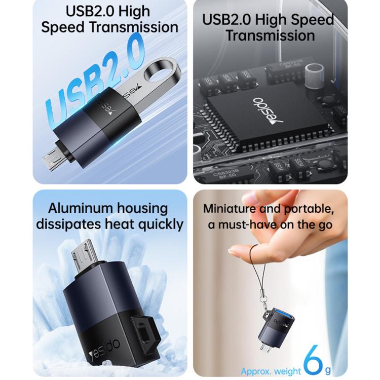 Yesido GS33 USB 2.0 Female to Micro USB Male 480Mbps Charging Adapter