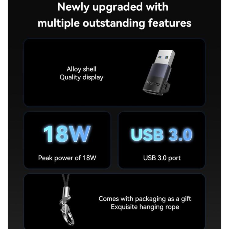 Yesido GS34 Type-C Female to USB 2.0 Male 480Mbps Charging Adapter