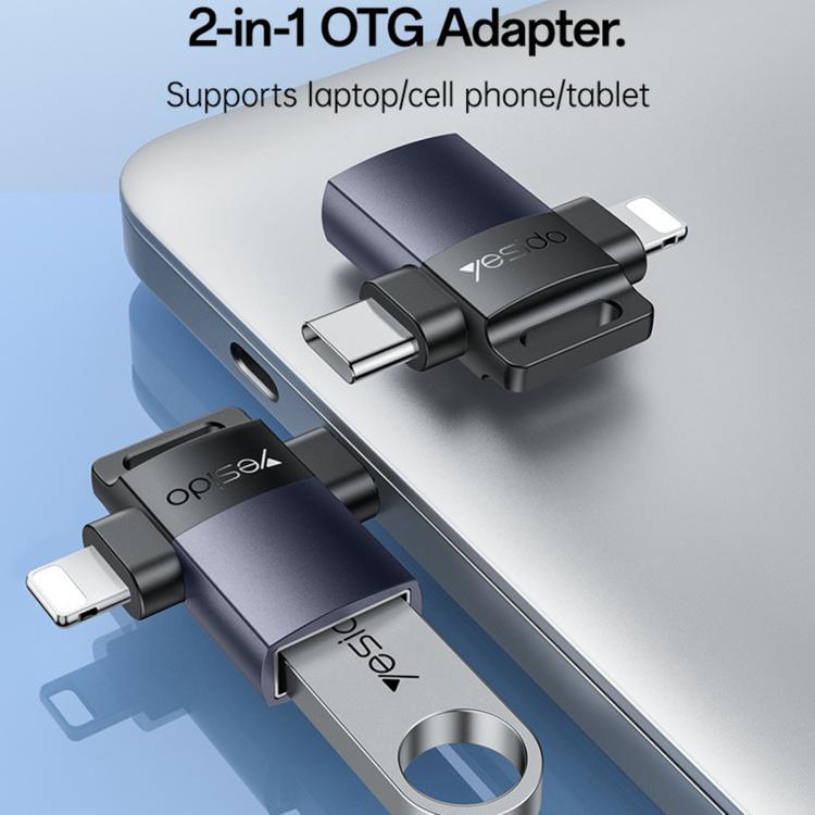 Yesido GS35 2 in 1 USB 3.0 Female to Type-C/8 Pin Male Charging Adapter