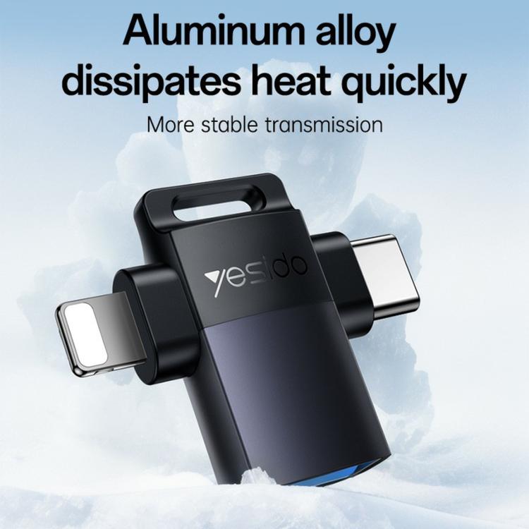 Yesido GS35 2 in 1 USB 3.0 Female to Type-C/8 Pin Male Charging Adapter