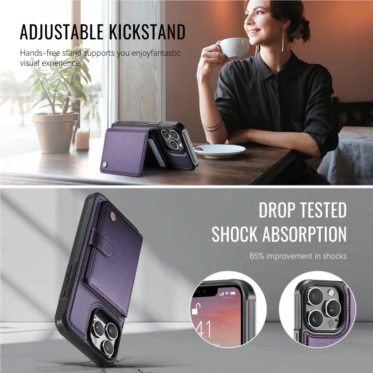 JEEHOOD J09 Buckle Card Bag MagSafe Magnetic Style RFID Leather Phone Case