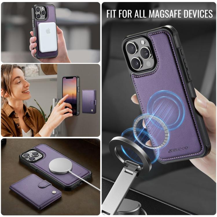 JEEHOOD J09 Buckle Card Bag MagSafe Magnetic Style RFID Leather Phone Case