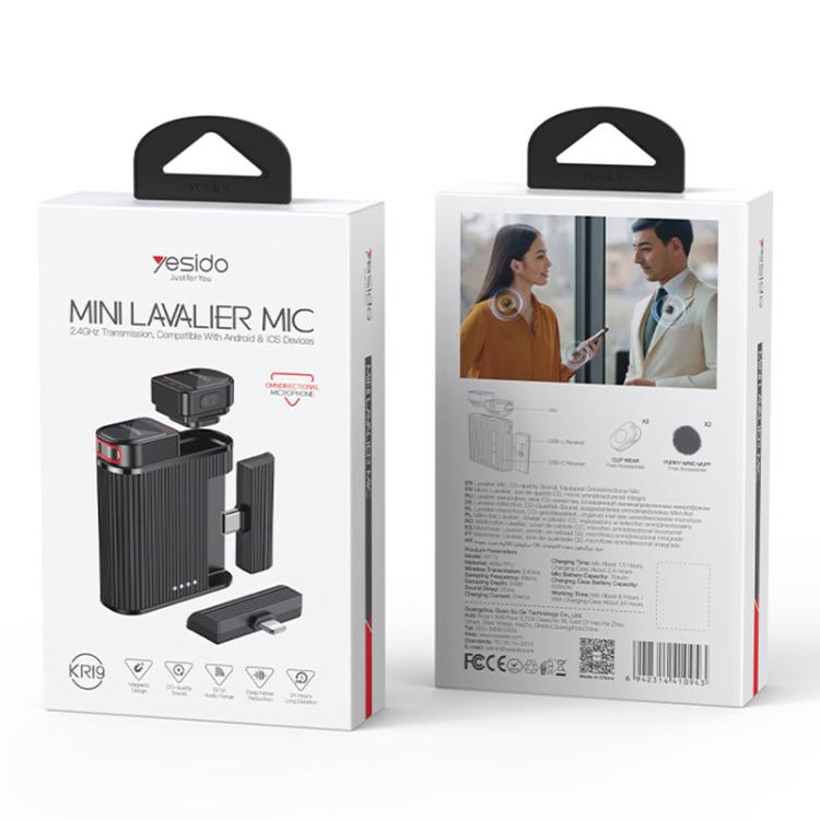 Yesido KR19 2 in 1 Magnetic Button Lavalier Microphone